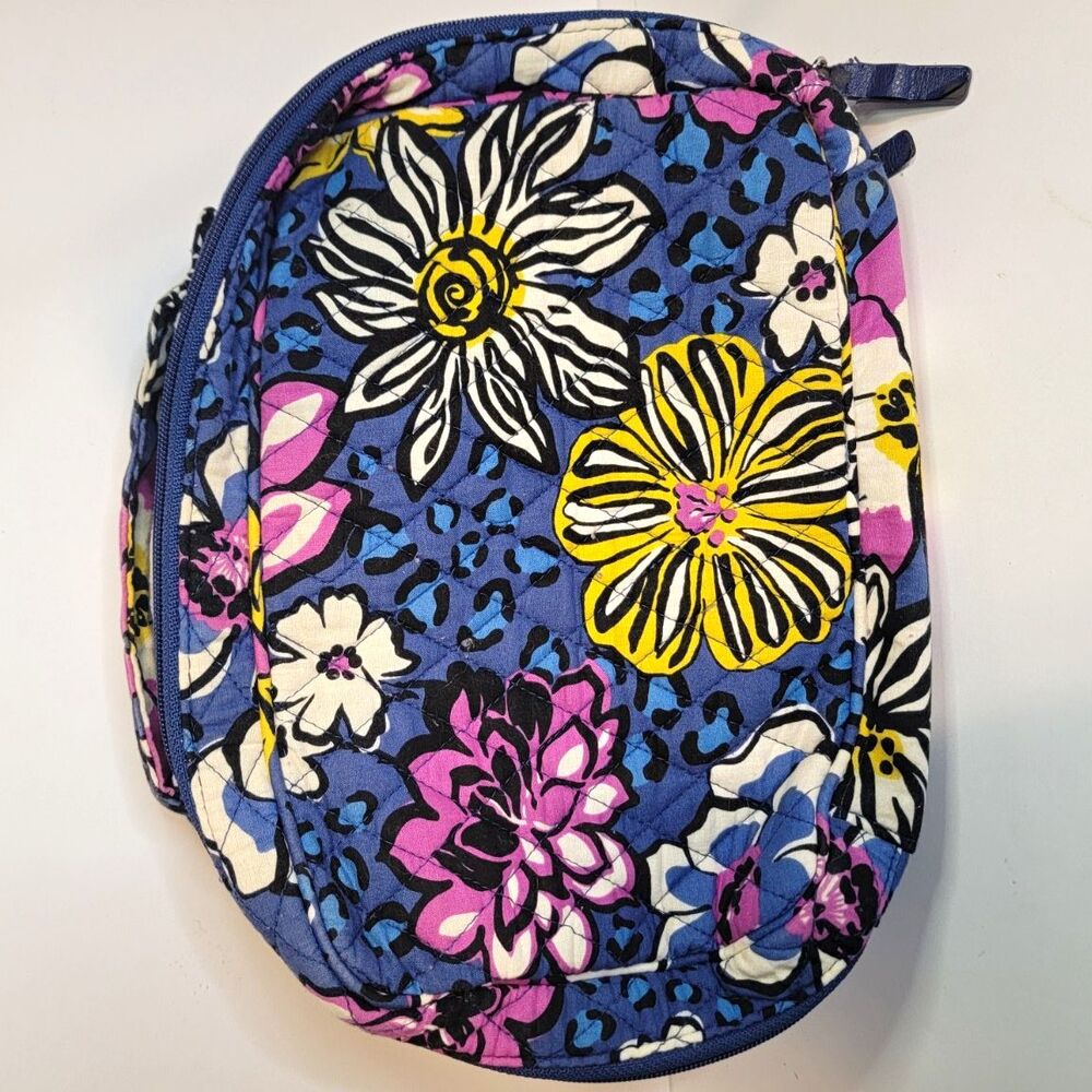 Vera Bradley African Violet Retired Fabric Makeup Bag Zip Organizer w/ Pockets